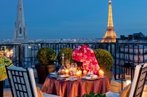 The Penthouse Terrace at the Four Seasons Hotel George V in Paris, France